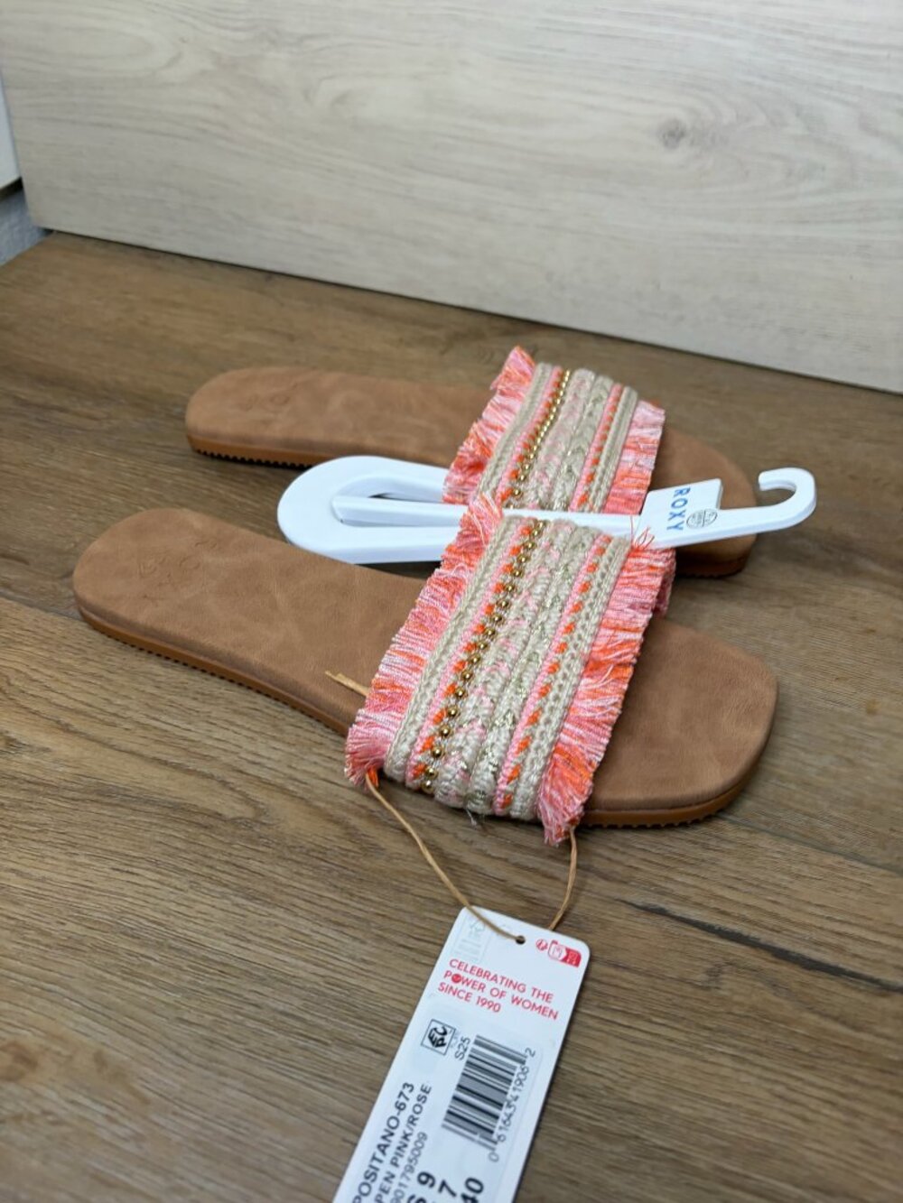 Roxy Women Positano Flat Woven Slide Sandals Open Pink Rose Size 9 NWT